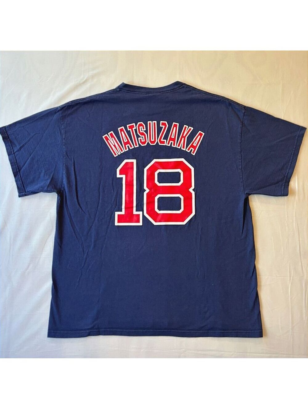 Boston Red Sox Daisuke Matsuzaka 18 Player T-Shirt Size XL Navy Red Sox Script